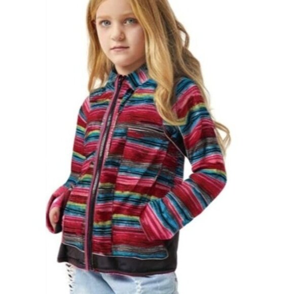 Mint Girl Kids Multicolor Striped Snowflake Hooded Winter Puffer Jacket Sz 10/12 - Picture 1 of 12